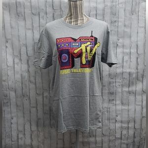NWT*Vintage Logo MTV Grey Graphic T-Shirt, Size XL